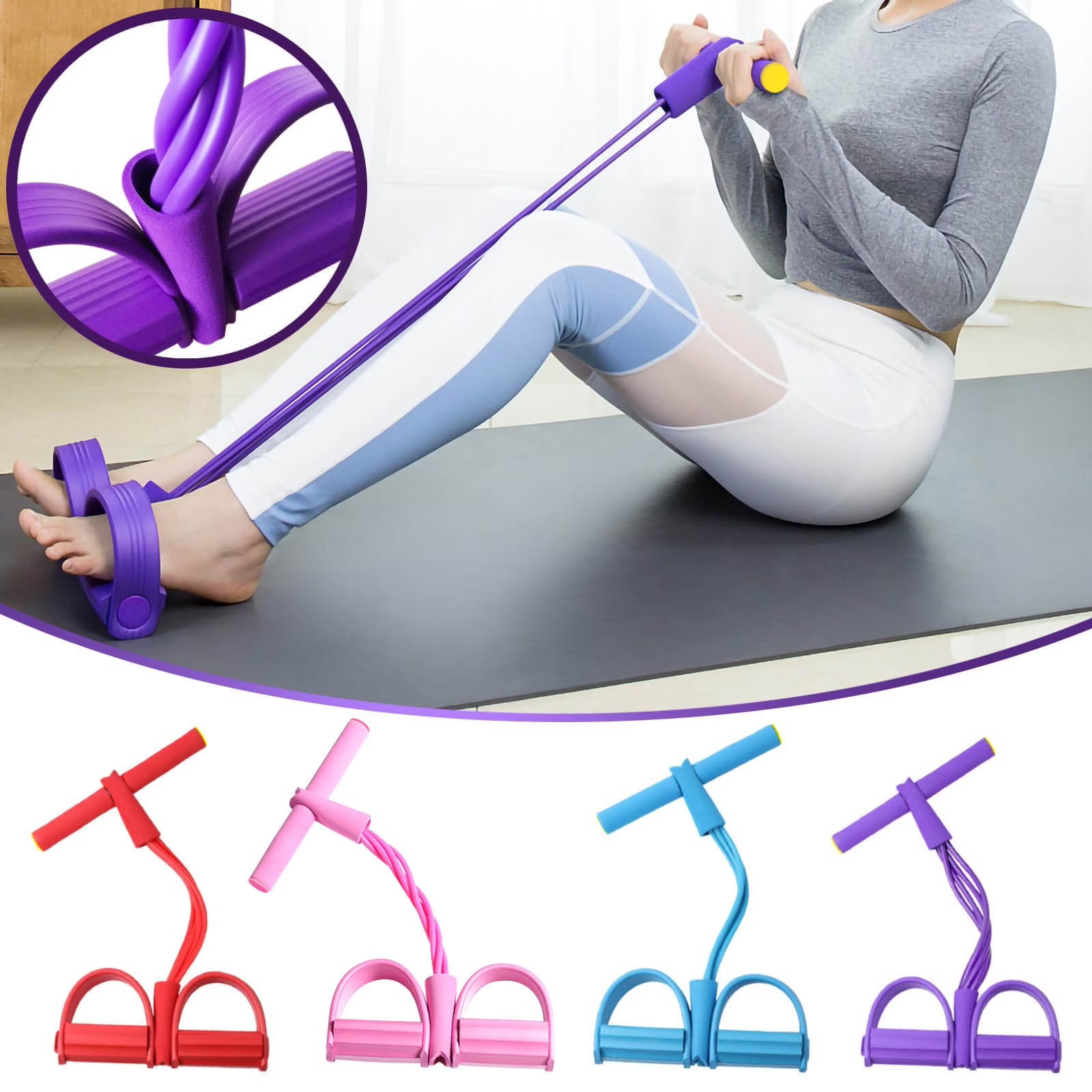 Foot Pedal Resistance Band Elastic Sit Up Pull Rope For Yoga And Fitness for Abs, Arms, and Full-Body Workouts